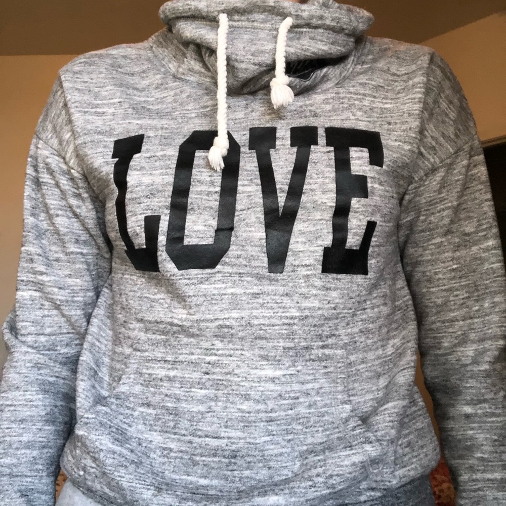 Grey turtle neck “love” sweatshirt